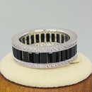 Sterling Silver Emerald Cut Eternity Pave Black CZ Ring