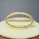 Solid 14K Gold CZ Pave and Bead X Ring