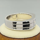 Sterling Silver Men's Offset Round Cut Clear CZ Ring