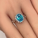 Sterling Silver Aqua Blue Oval CZ Ring