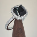 Sterling Silver Cushion Cut Black CZ Ring