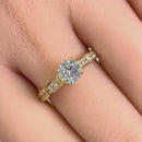 Solid 14K Yellow Gold Round 6mm Clear CZ Engagement Ring