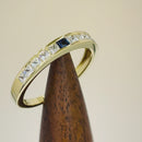 Solid 14K Yellow Gold Clear and Sapphire Princess CZ Ring
