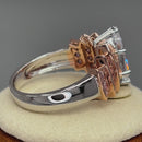 Sterling Silver Two Tone Rose Gold Marquise Engagement Clear & Pink CZ Ring