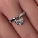 Sterling Silver Dangling Heart CZ Ring