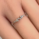 Sterling Silver Unique Dainty Cluster Round Clear Cut CZ Ring