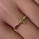 Solid 14K Yellow Gold Cross Ring