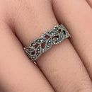 Sterling Silver Eye Marquise Eternity Marcasite Ring