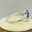 Sterling Silver Double Heart Garnet & Blue Spinnel CZ Ring