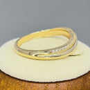 Solid 14K Yellow Gold Elegant Curve Diamond Ring