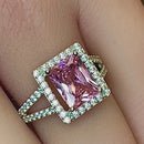 Sterling Silver Pink Emerald Cut CZ Ring