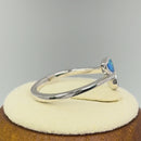 Sterling Silver Blue Lab Opal Double Leaf Wrap Ring