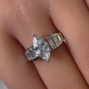 Sterling Silver Vintage Marquise Cut Engagement CZ Ring
