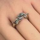 Sterling Silver Twin Dolphin Blue CZ Ring