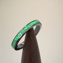 Sterling Silver Black Rhodium Plated Seamless Green Lab Opal Ring
