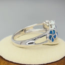 Sterling Silver Lab Opal Plumeria Ring