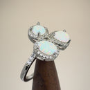 Sterling Silver White Lab Opal Shape Cluster CZ Ring