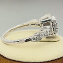 Sterling Silver Rectangle CZ Halo Cluster Ring