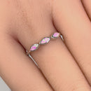 Sterling Silver Triple Marquise Pink Lab Opal Ring