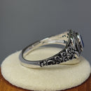 Sterling Silver Austere Oval Cut Blue Sapphire CZ Ring