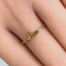 Solid 14K Yellow Gold "Love" Bead Ring