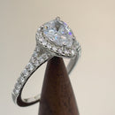 Sterling Silver Elegant Victorian Pear Cut Halo Clear CZ Engagement Ring