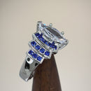 Sterling Silver Elegant Blue Spinel Marquise Clear CZ Ring