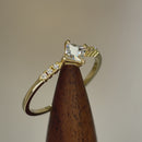 Solid 14K Yellow Gold Simple Princess Cut CZ Ring