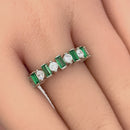 Sterling Silver Round & Baguette Emerald CZ Ring