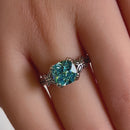 Sterling Silver Twin Butterfly Cushion Cut Aquamarine CZ Ring