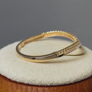 Solid 14K Yellow Gold Beaded V Shape Ring