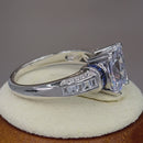 Sterling Silver Clear Emerald Cut Blue CZ Ring