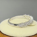 Solid 14K White Gold Elegant Half Eternity Wedding CZ Band