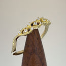 Solid 14K Yellow Gold Abstract CZ Ring