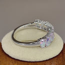 Sterling Silver Pear-Shaped Iridescent Rainbow CZ Ring