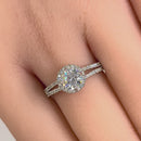 Solid 14K White Gold Round Cut Halo CZ Engagement Ring