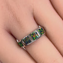 Sterling Silver 5 Bar Black Lab Opal Ring