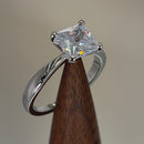 Sterling Silver Solitaire Princess Cut CZ Ring