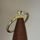 Solid 14K Yellow Gold Fancy Round Cut CZ Engagement Ring