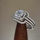 Sterling Silver Engagement Round Halo Pave CZ Set Ring