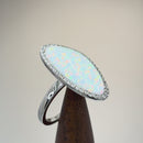 Sterling Silver Tri-Oval White Lab Opal CZ Ring