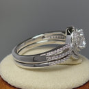 Sterling Silver Halo CZ Wedding Set Ring