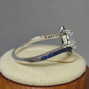 Sterling Silver Elegant Princess Cut Blue Spinel Clear CZ Ring