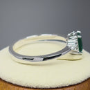 Sterling Silver Precious Emerald Cut Emerald CZ Ring
