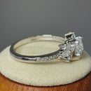 Sterling Silver Flower Leaves Clear CZ Ring