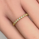 Solid 14K Yellow Gold Inlay Round Cut Eternity CZ Band