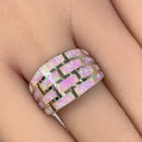 Sterling Silver Pink Bricks Lab Opal Ring