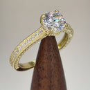 Solid 14K Yellow Gold Classic Round CZ Engagement Ring