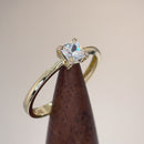 Solid 14K Yellow Gold Solitaire Princess Cut CZ Engagement Ring