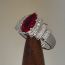 Sterling Silver Marquise Cut Ruby CZ Ring